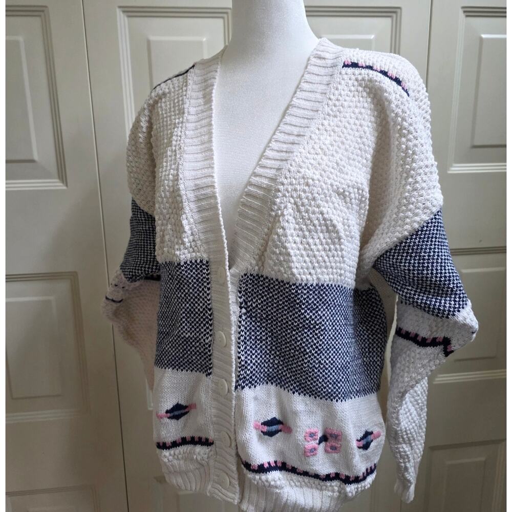 RARE Vintage AJ Brandon Cotton Blend Cardigan Sweater L